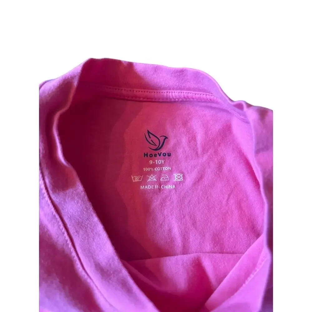 HoeVou Pink Long Sleeve Girl's T-Shirt Size 9-10Y